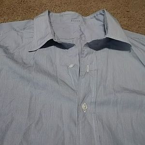 Blue and white striped dress shirt